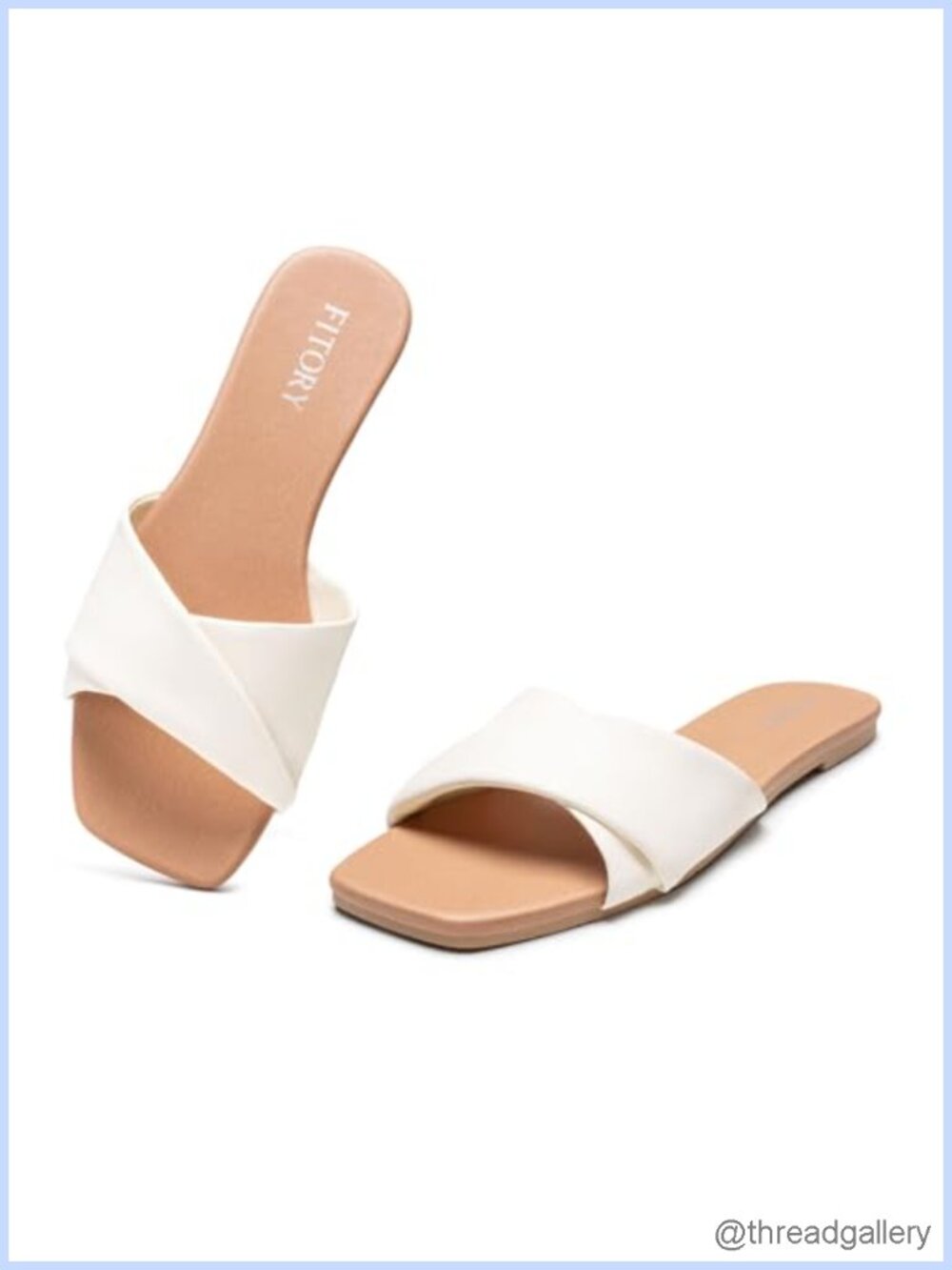 Square Toe Cross-Strap Slide Sandals Slip On Flat Casual Summer Shoes